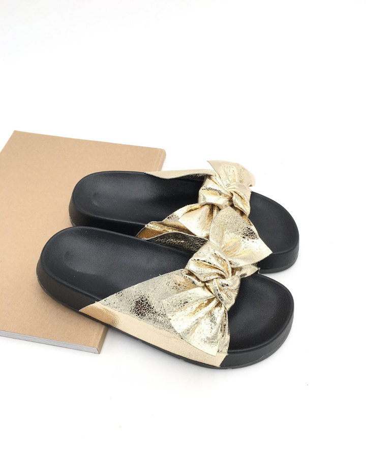 Comfort Bow Gold Slides