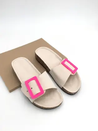Mules Clasp Beige/Pink